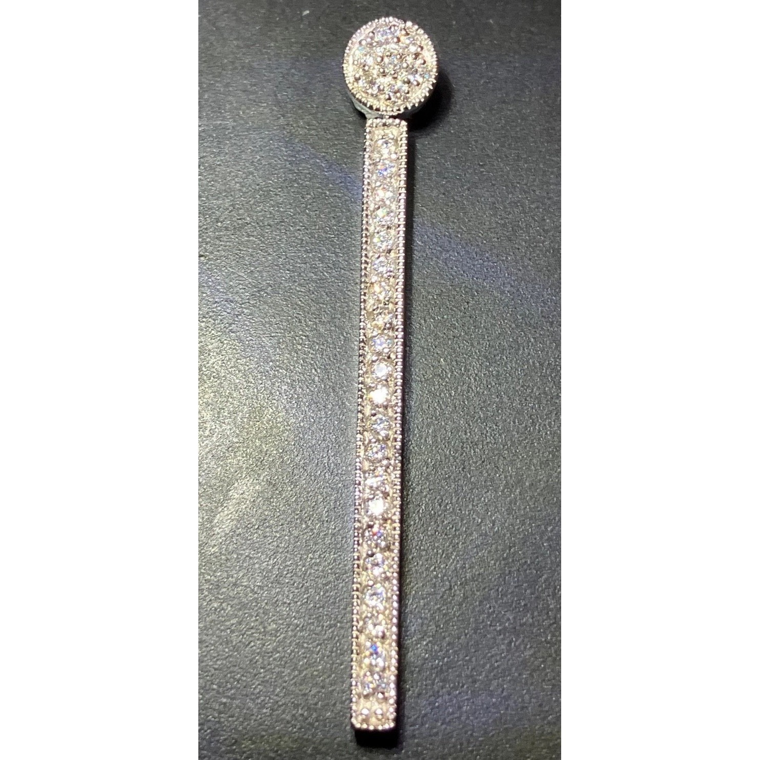 Amazing Sparkle Cubic Zirconia Set In 925 Drop Bar Pendant Signed Gsj